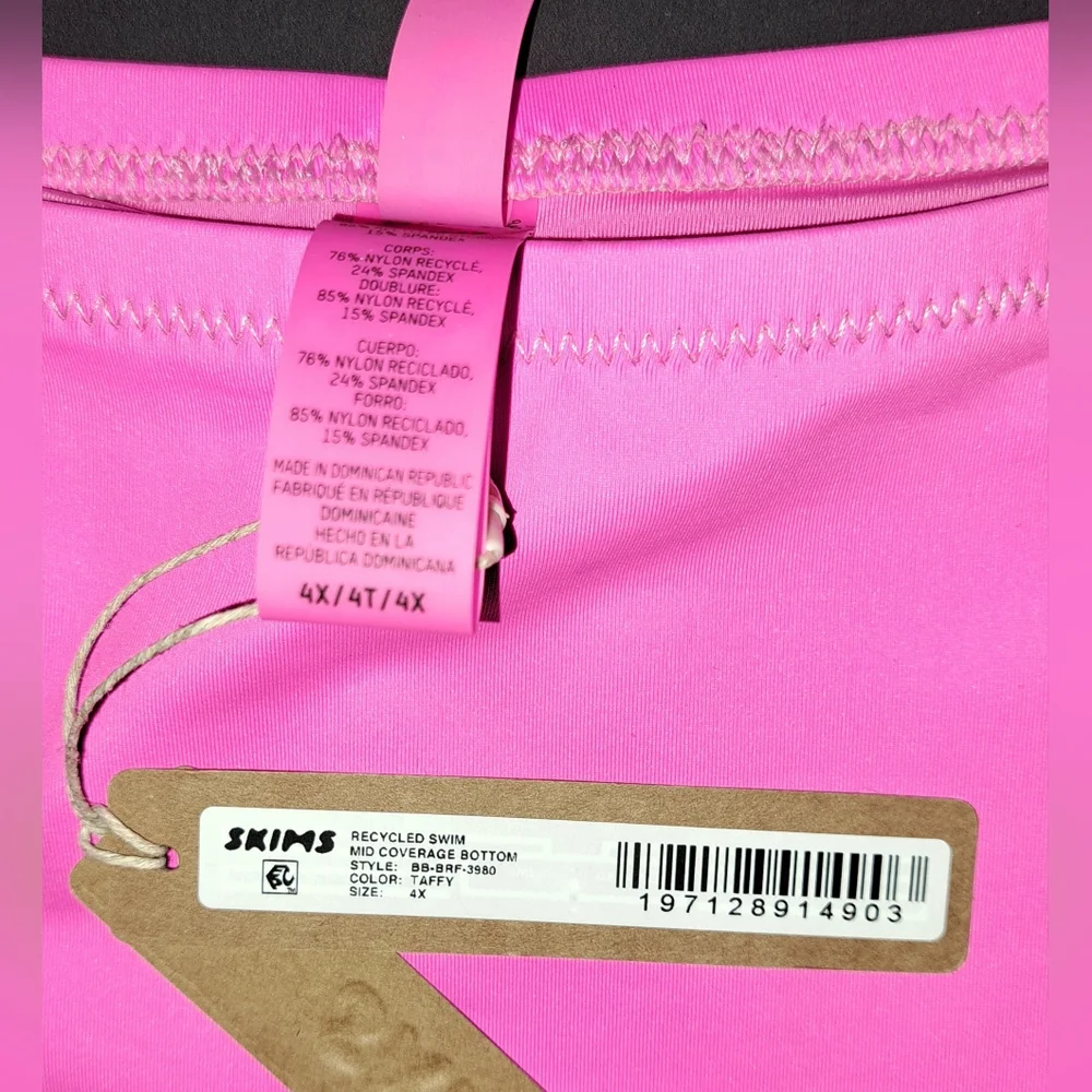 ⛱️NWT SKIMS 2 Piece Swim Plunge top Mid Waist Bikini Set Pink TAFFY 🩷 26 28 4X